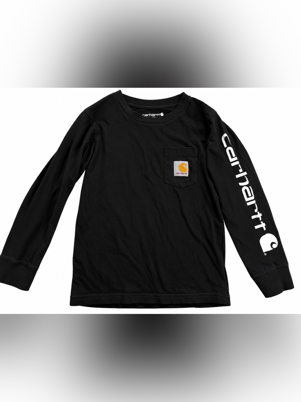 Carhartt Black Long-Sleeve Pocket Tee with White Sleeve Logo